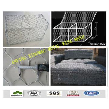 2mx1mx1m Hexagonal galvanizado Gabion cestas (XM-014)